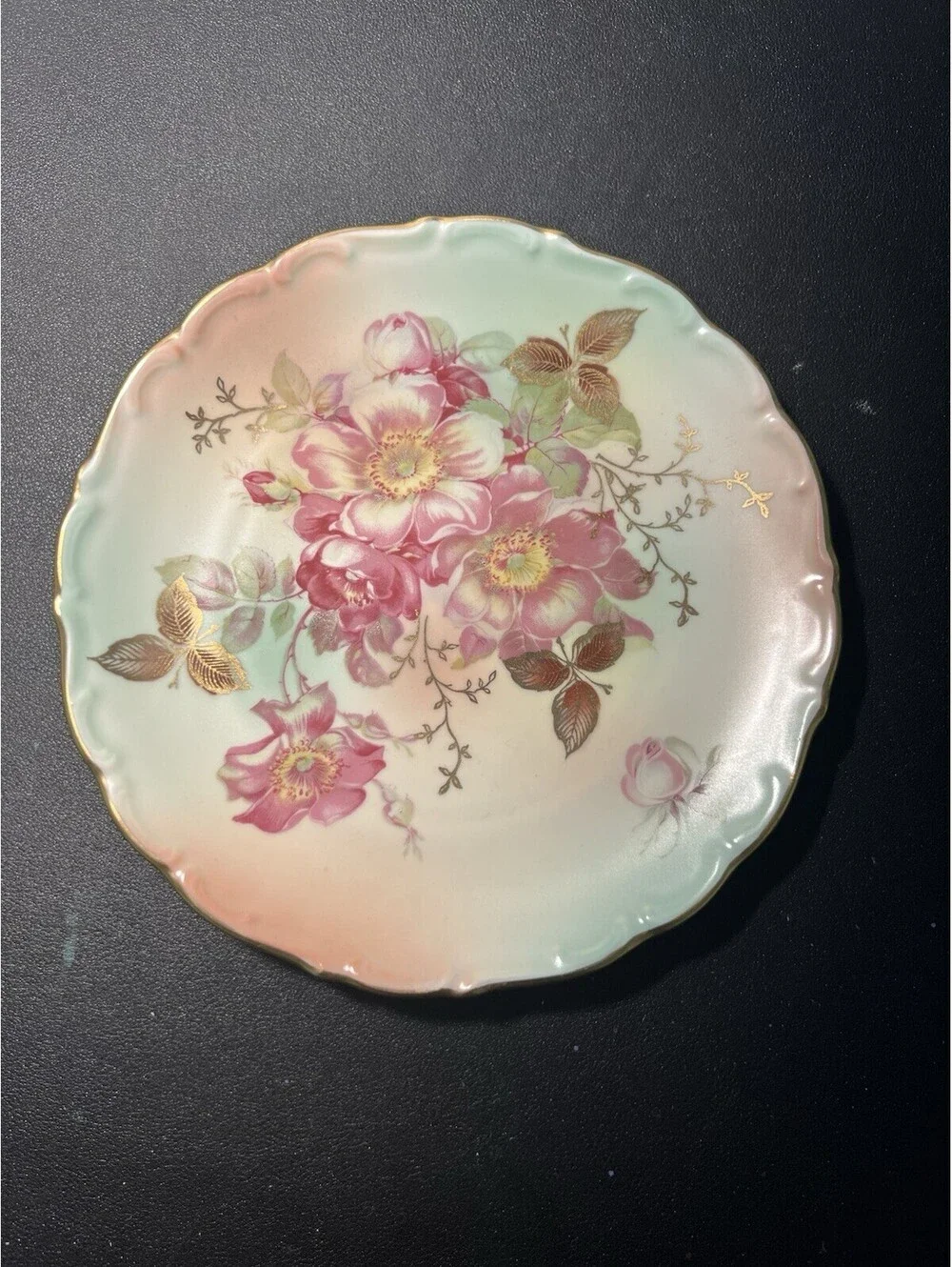 House Of Goebel Bavaria 1960s Dessert Collector Plate Wild Rose Porcelain, 7.5”